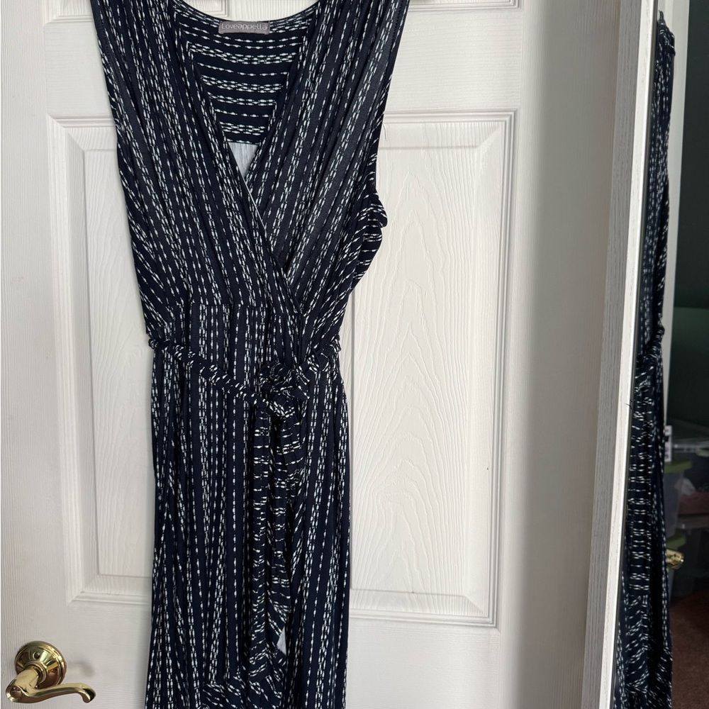 Loveappella Black and White Striped Dress